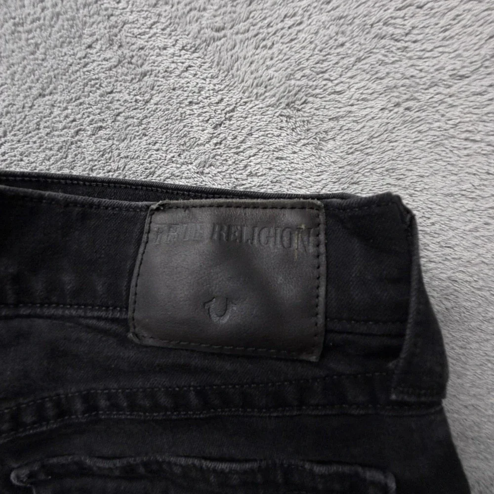 True Religion‎ Shorts Mens Measured 32x12 Black Denim Bermuda Stretch Pockets